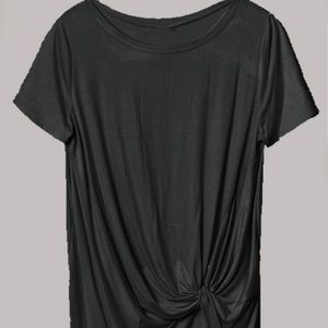 Summer Fun Short Sleeve Black Twist Top Blouse